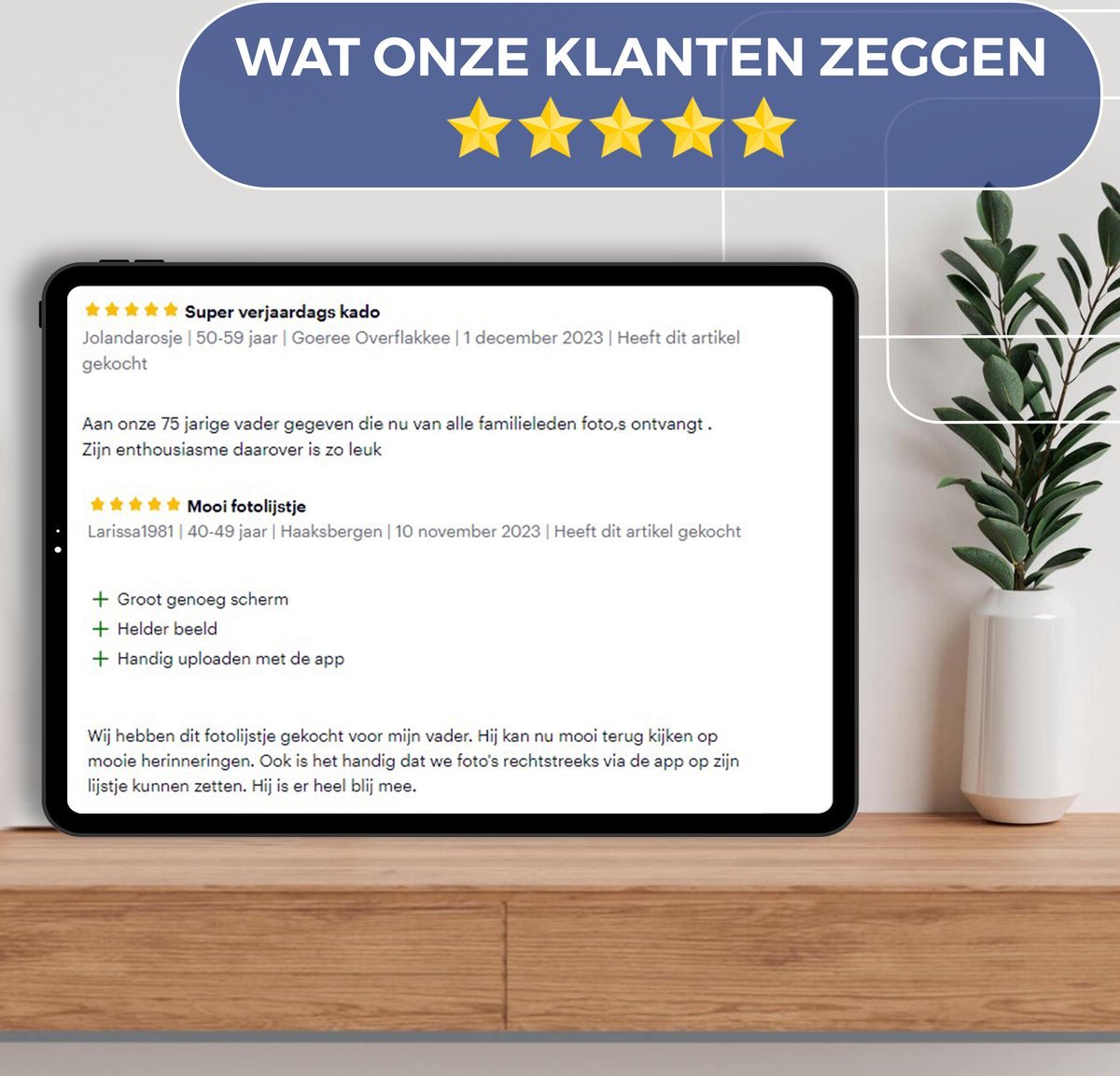 Retourdeal - My Green Deal - Digitale fotolijst - 10.1 inch - Met Wifi en Frameo App - Touchscreen - My Green Deal