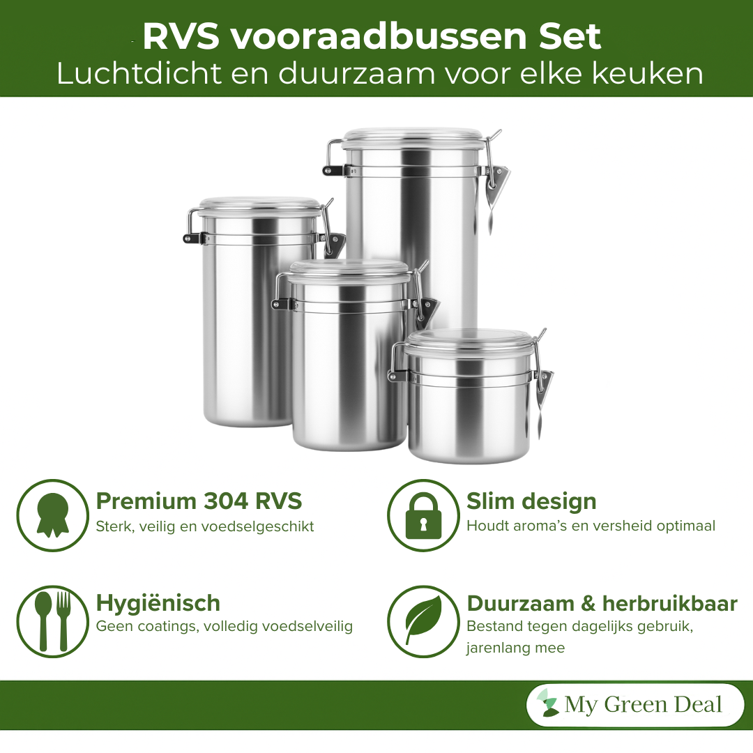 RVS Voorraadbussen Set – 4 stuks