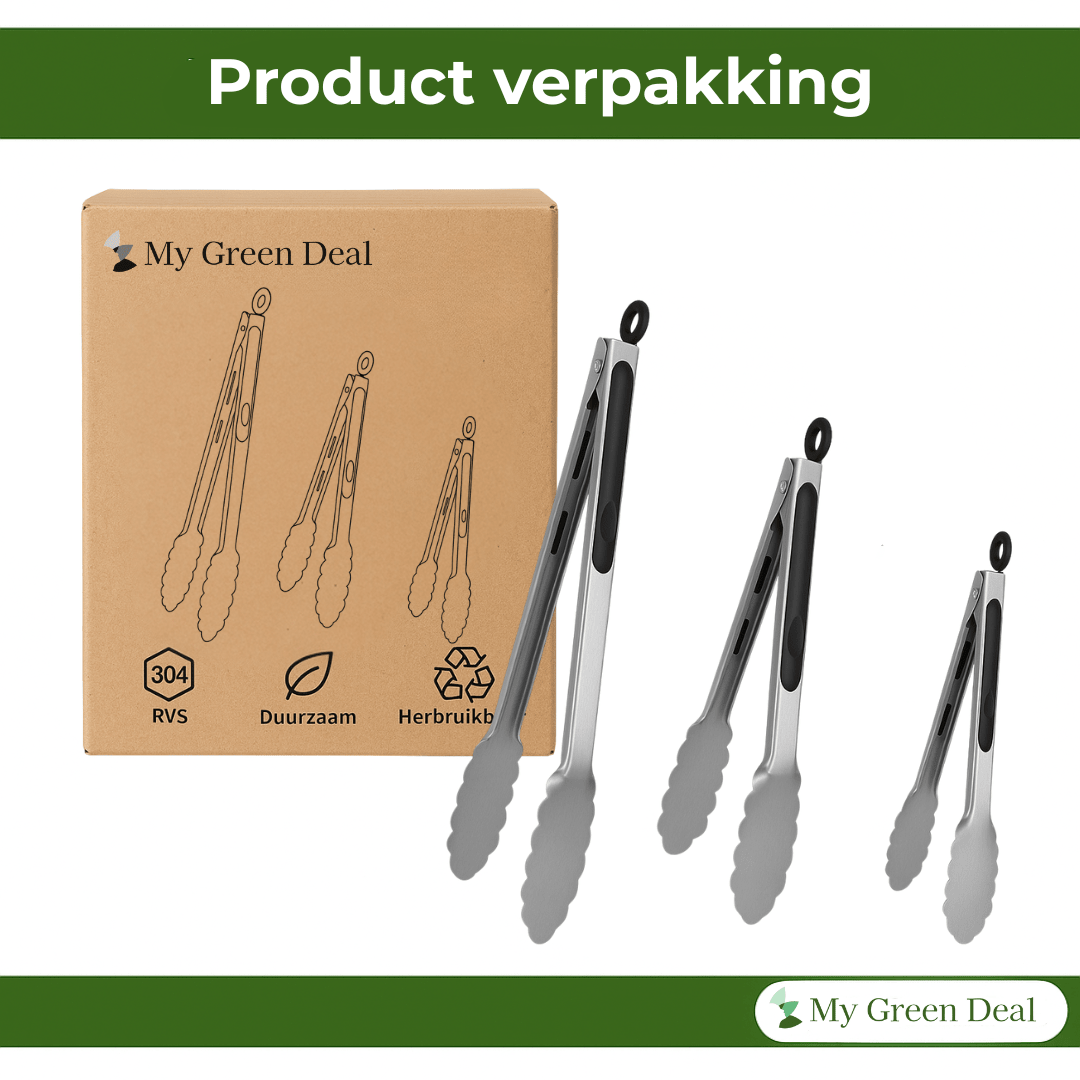 RVS Keukentangen Set – 3 stuks - My Green Deal