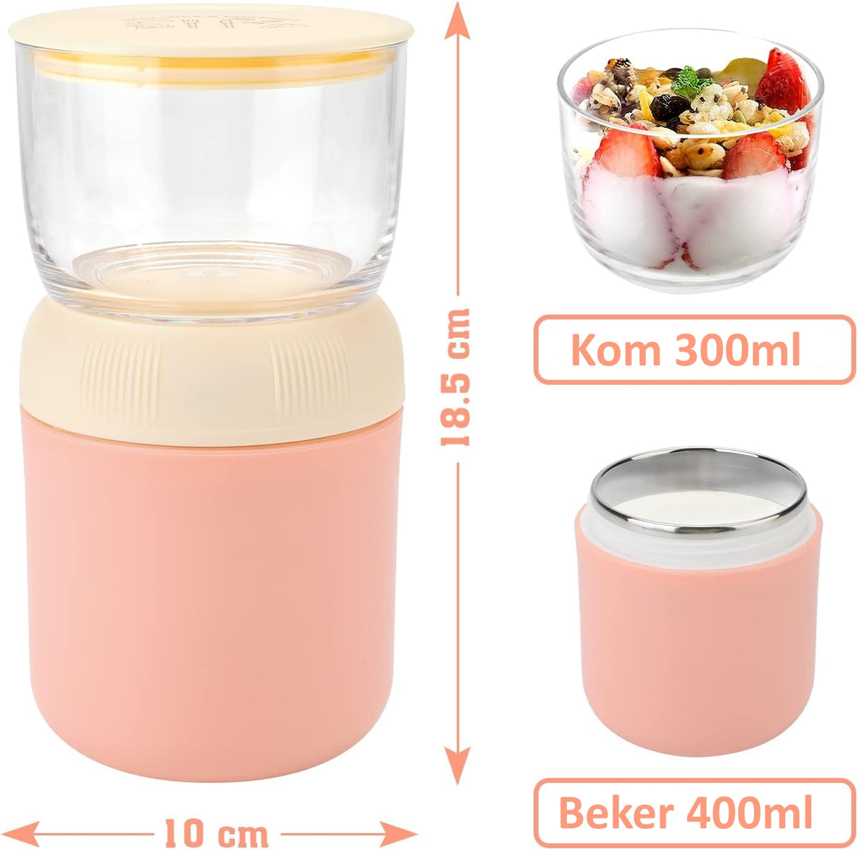 My Green Deal Lunch Cup to go – 700 ML – Pink – Geeignet für Joghurt, Müsli, Salate und Suppe