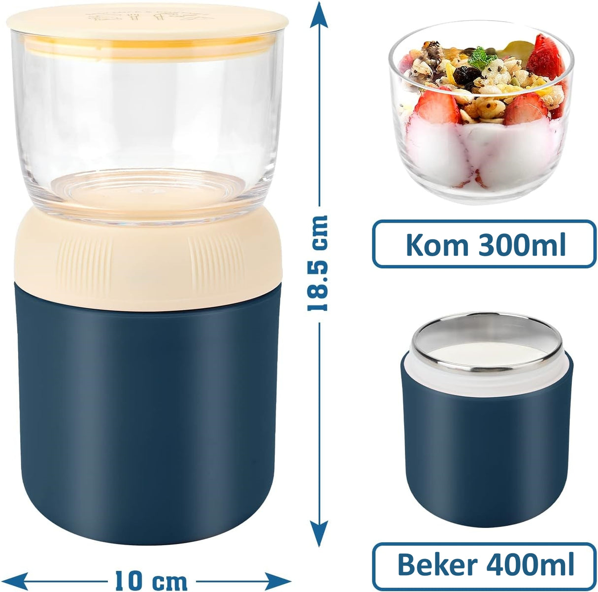 My Green Deal Lunch Cup to go – 700 ML – Blau – Geeignet für Joghurt, Müsli, Salate und Suppe