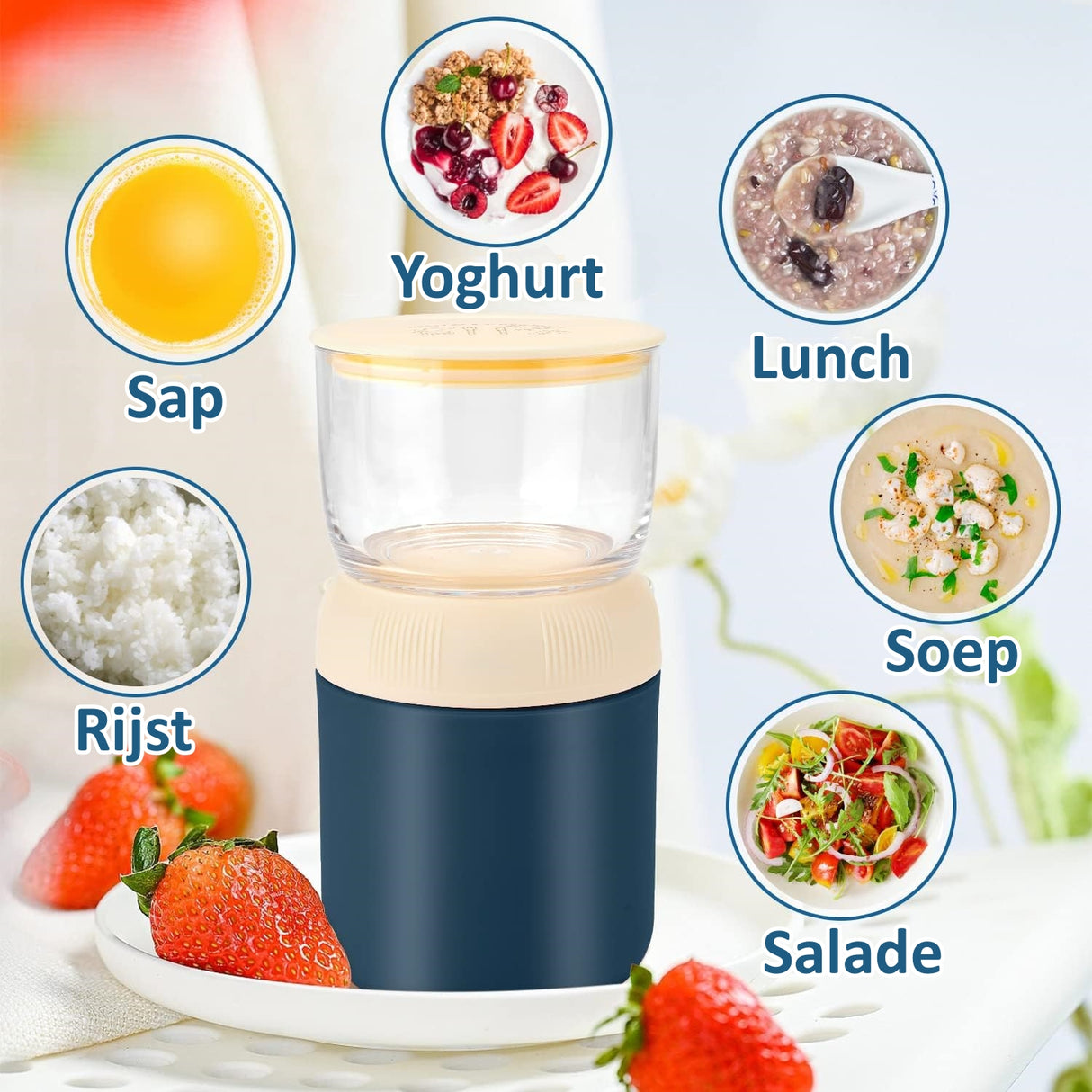 My Green Deal Lunch Cup to go – 700 ML – Blau – Geeignet für Joghurt, Müsli, Salate und Suppe