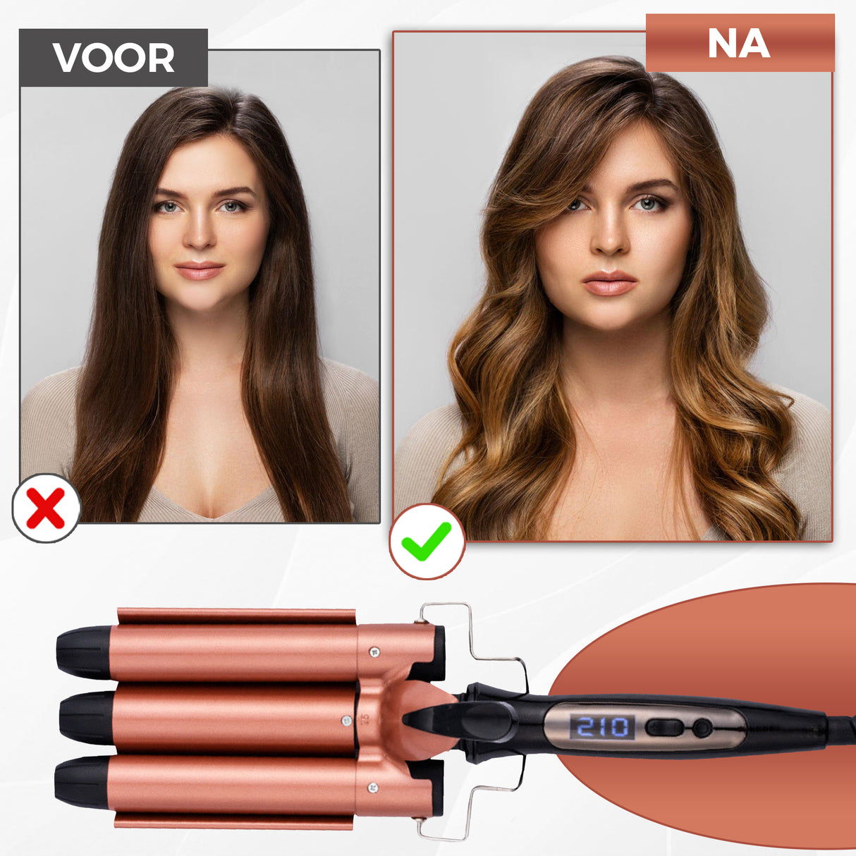 Retourdeal - My Green Deal - Keramische Wafeltang voor Haar - met Beschermingshandschoen