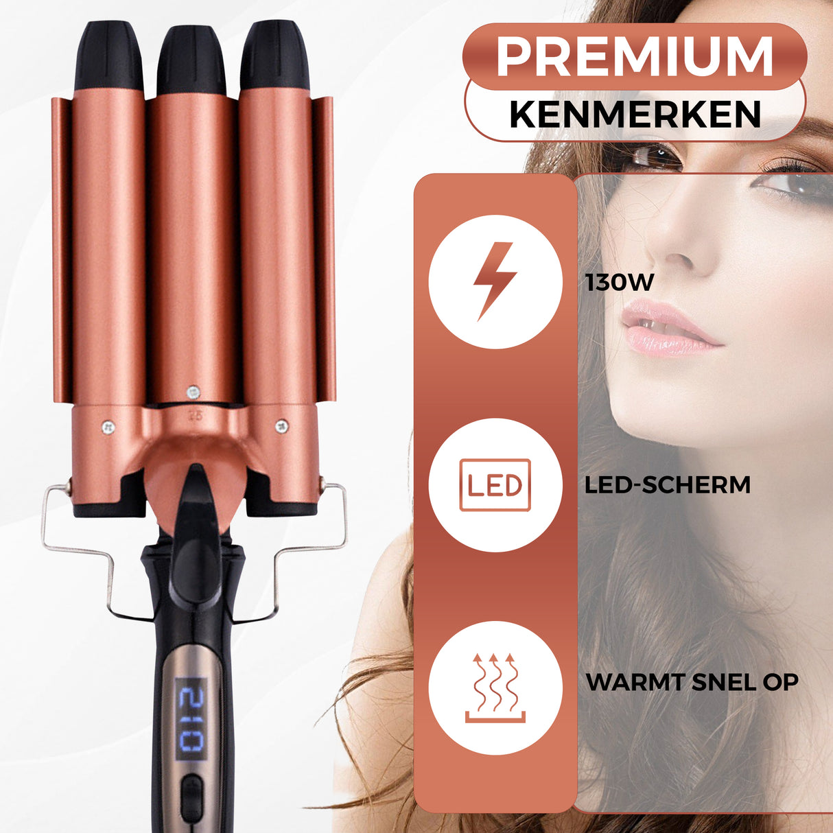 Retourdeal - My Green Deal - Keramische Wafeltang voor Haar - met Beschermingshandschoen