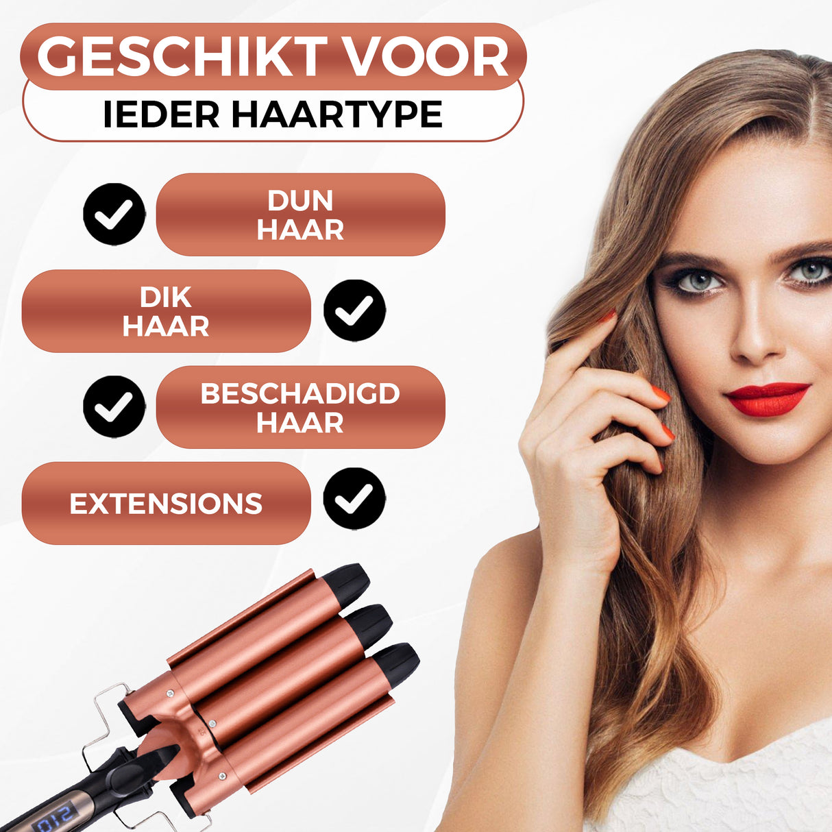 Retourdeal - My Green Deal - Keramische Wafeltang voor Haar - met Beschermingshandschoen