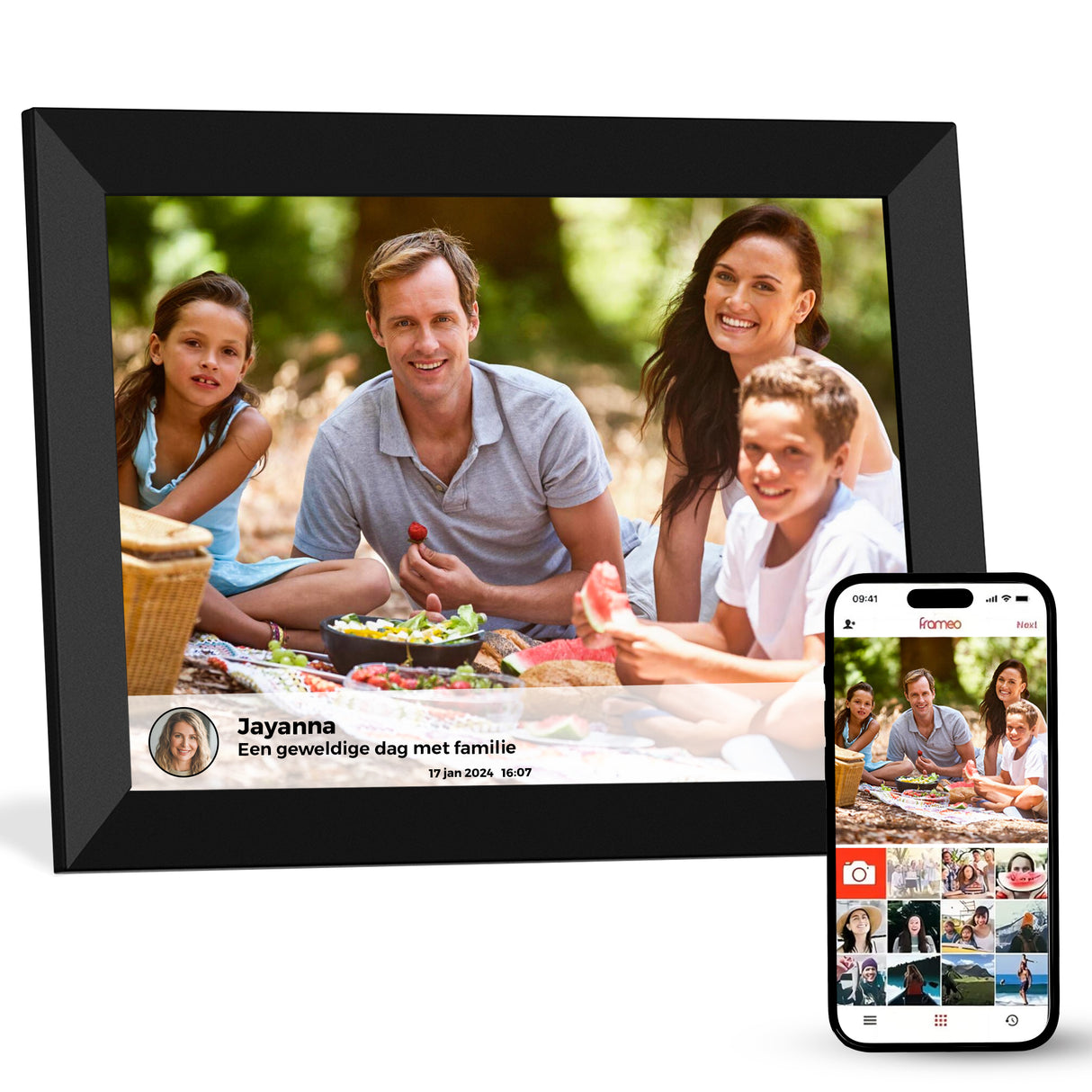 My Green Deal – Digitaler Fotorahmen – 10,1 Zoll – mit WLAN und Frameo-App – Touchscreen