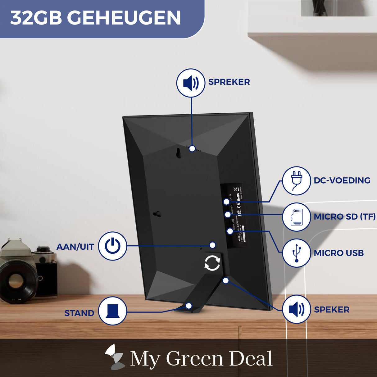 My Green Deal – Digitaler Fotorahmen – 10,1 Zoll – mit WLAN und Frameo-App – Touchscreen
