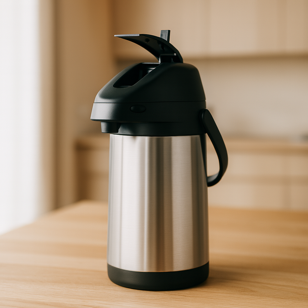 Retourdeal - RVS Thermoskan met pomp 1.9L