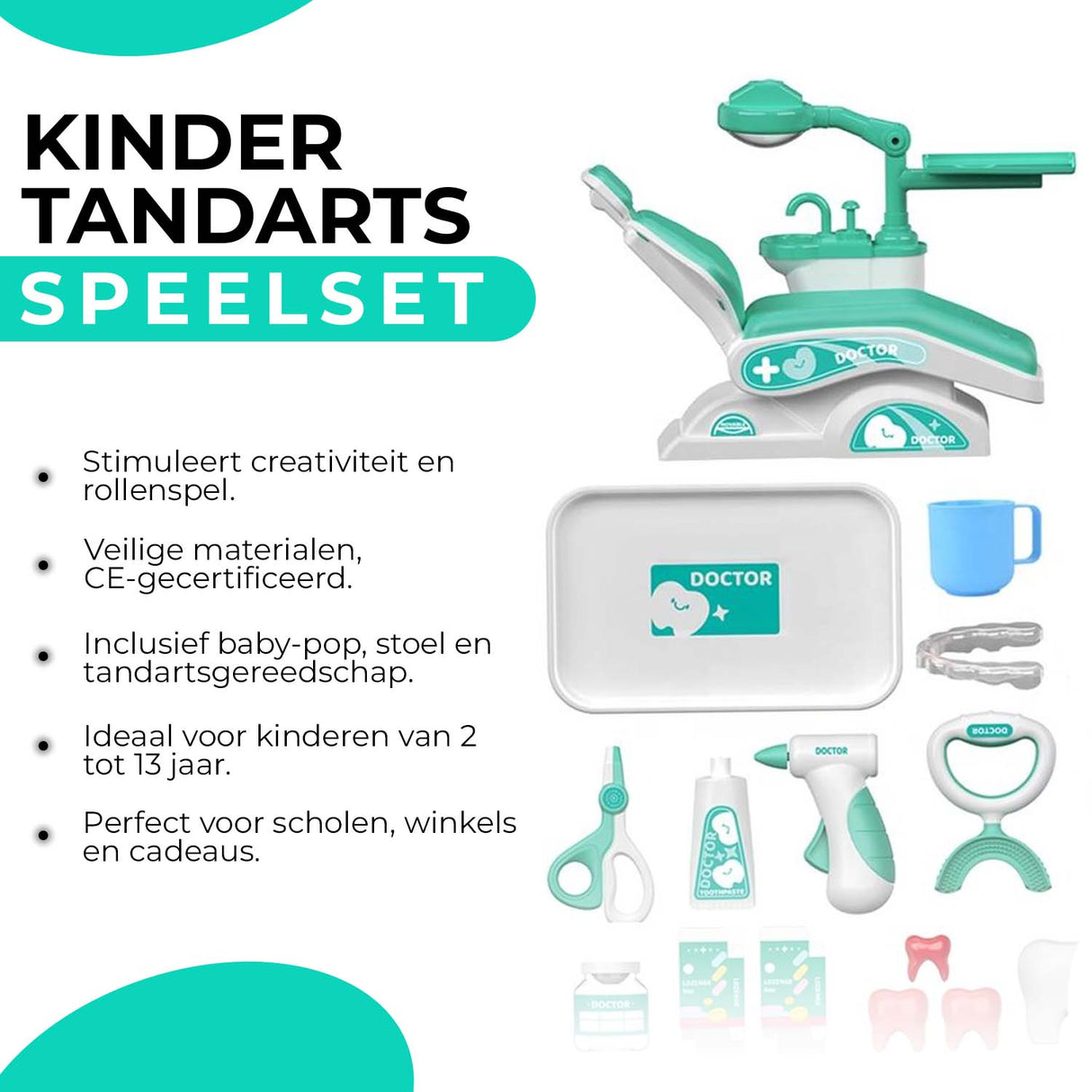 Retourdeal - My Green Deal - Tandarts Speelgoed 29 Delig - Tandarts Speelset Kinderen - Dokterset Speelgoed