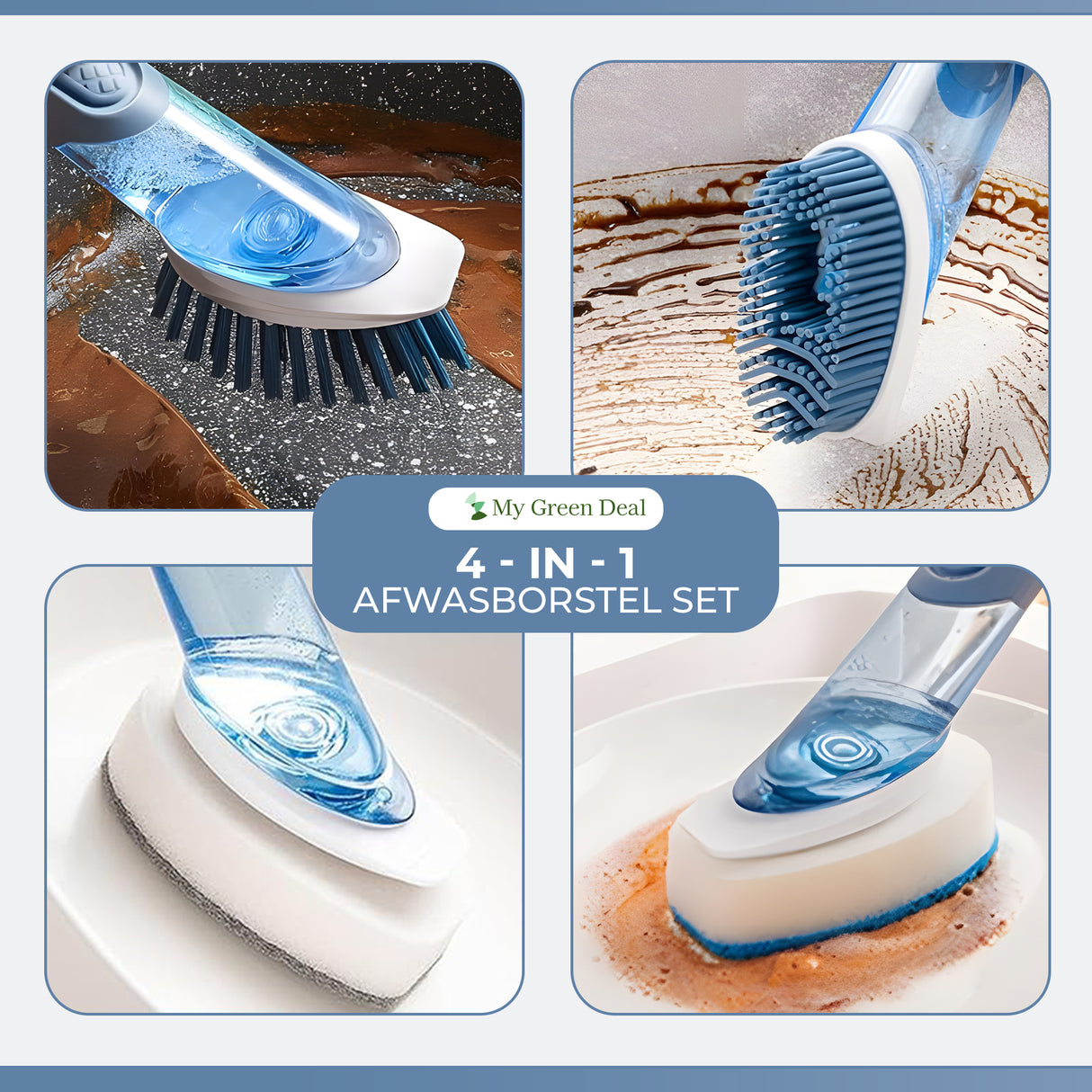 Retourdeal - My Green Deal - 4 in 1 Afwasborstel met Houder