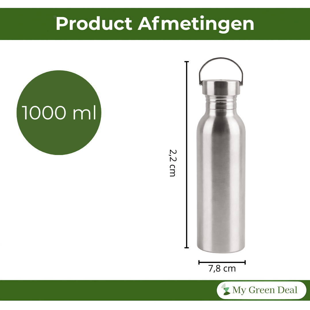 Enkelwandige RVS Drinkflessen 1000 - My Green Deal