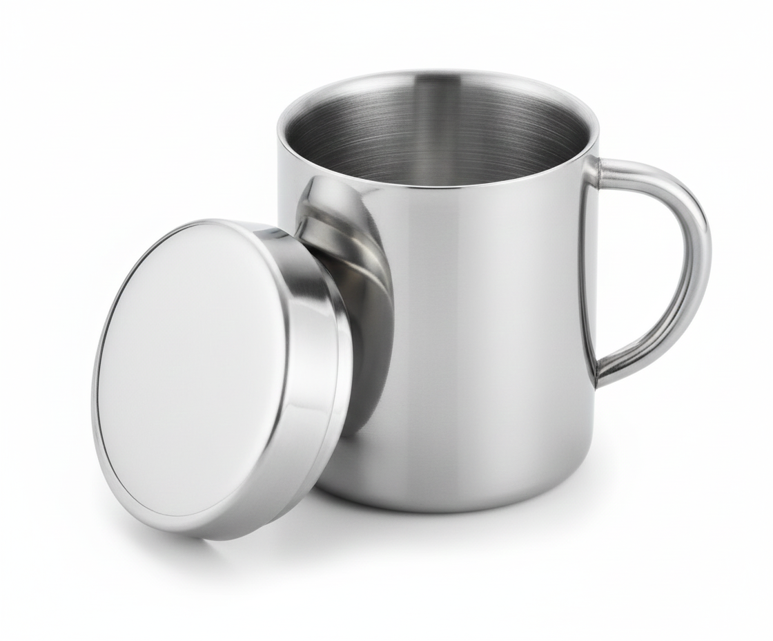 Retourdeal - RVS beker met deksel 200ml