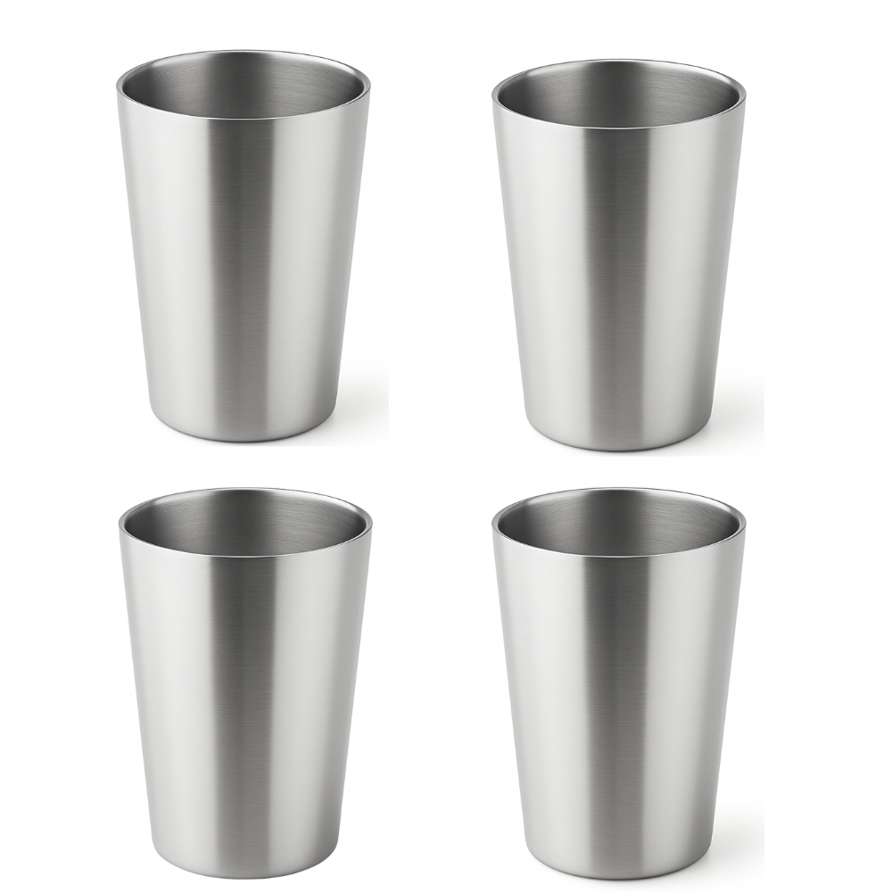 RVS langwerpige dubbelwandige Bekers Set – Herbruikbaar