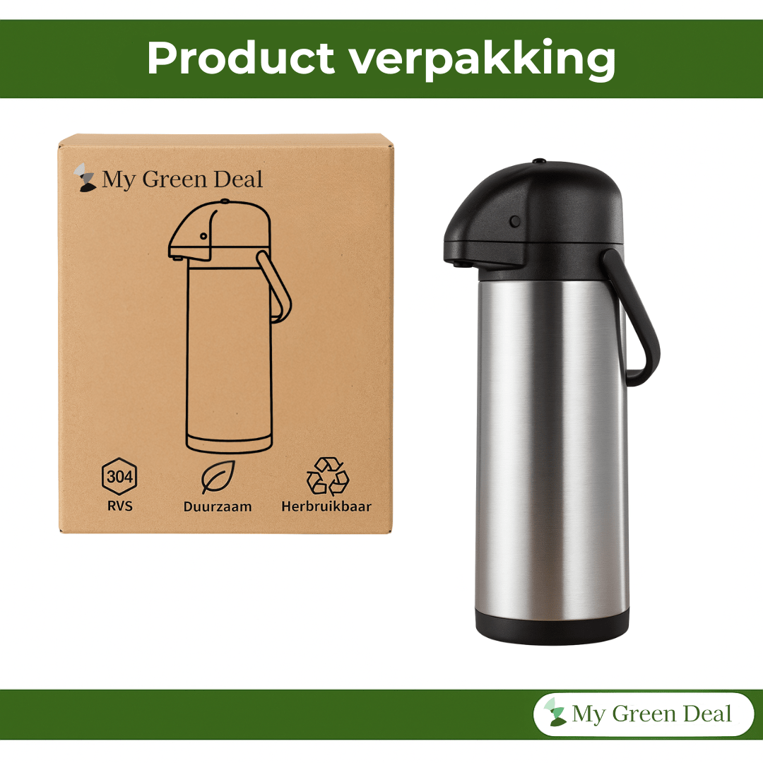 Retourdeal - RVS Thermoskan met pomp 3L - My Green Deal
