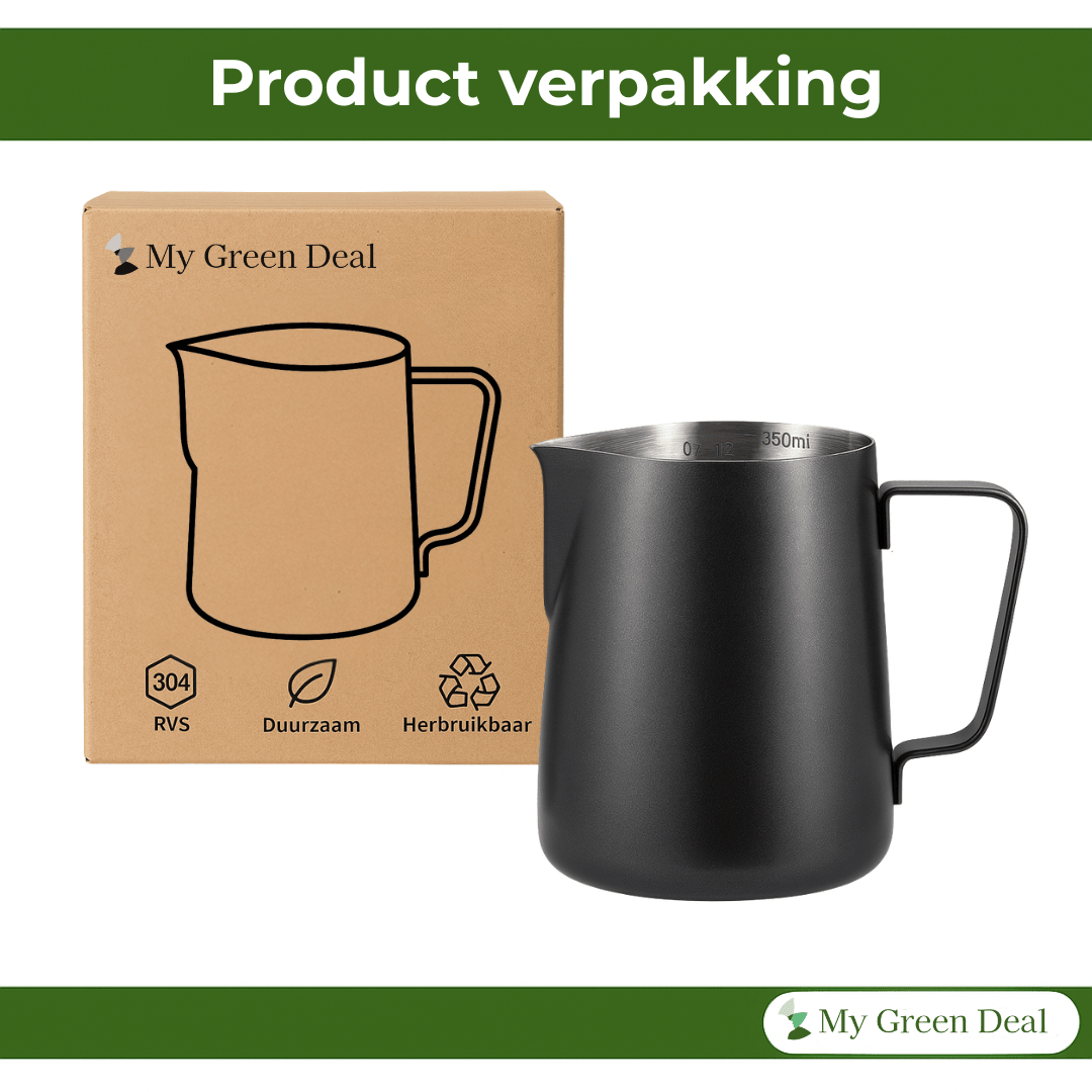 Retourdeal – RVS Melkkan 350ml Zwart - My Green Deal