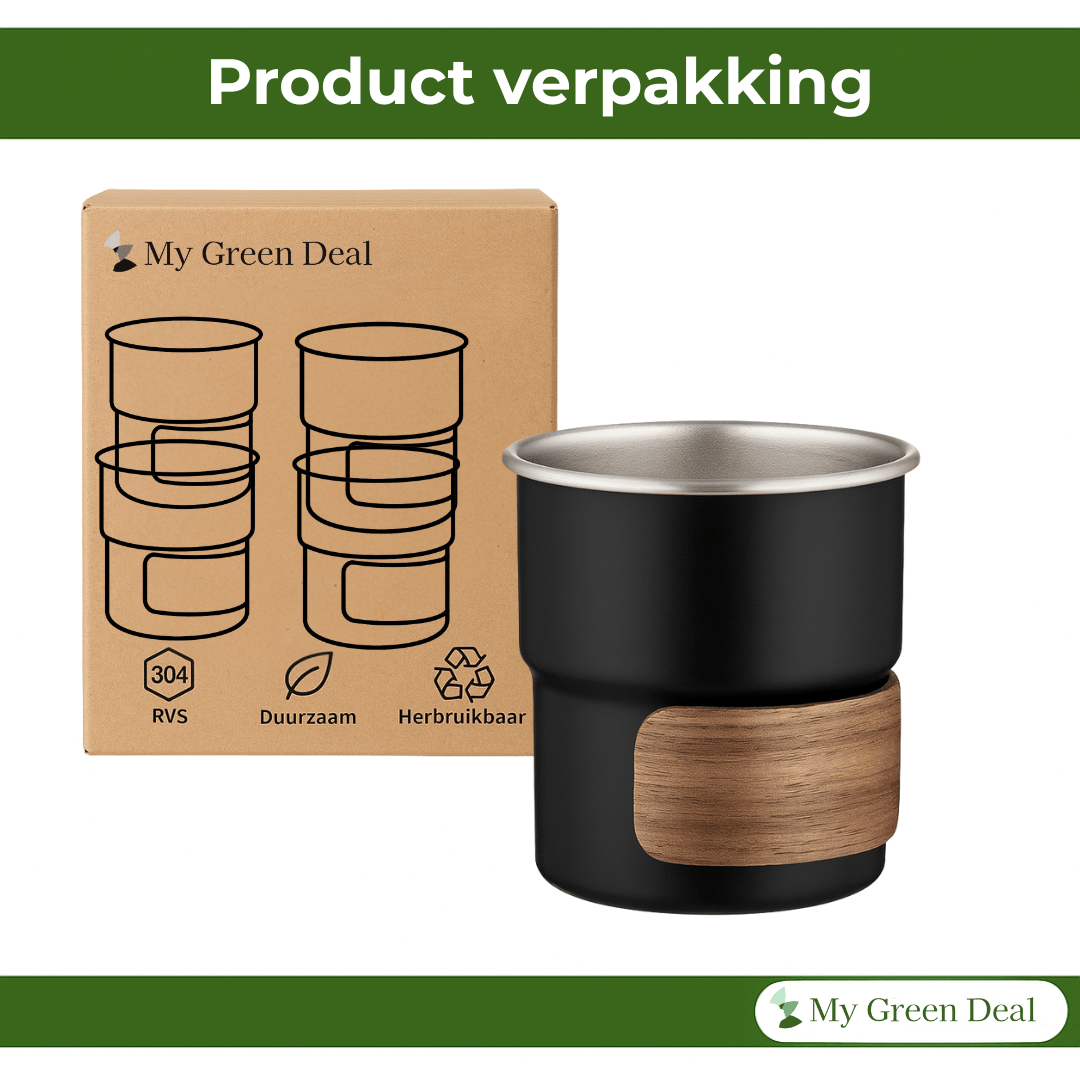 Retourdeal - RVS koffiekopjes zonder oor set van 4 - 280ML - My Green Deal