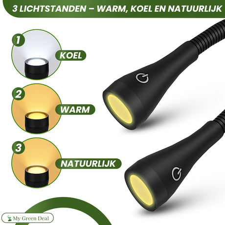 My Green Deal - Oplaadbare Neklamp – Flexibel Nekleeslampje met 3 Lichtstanden