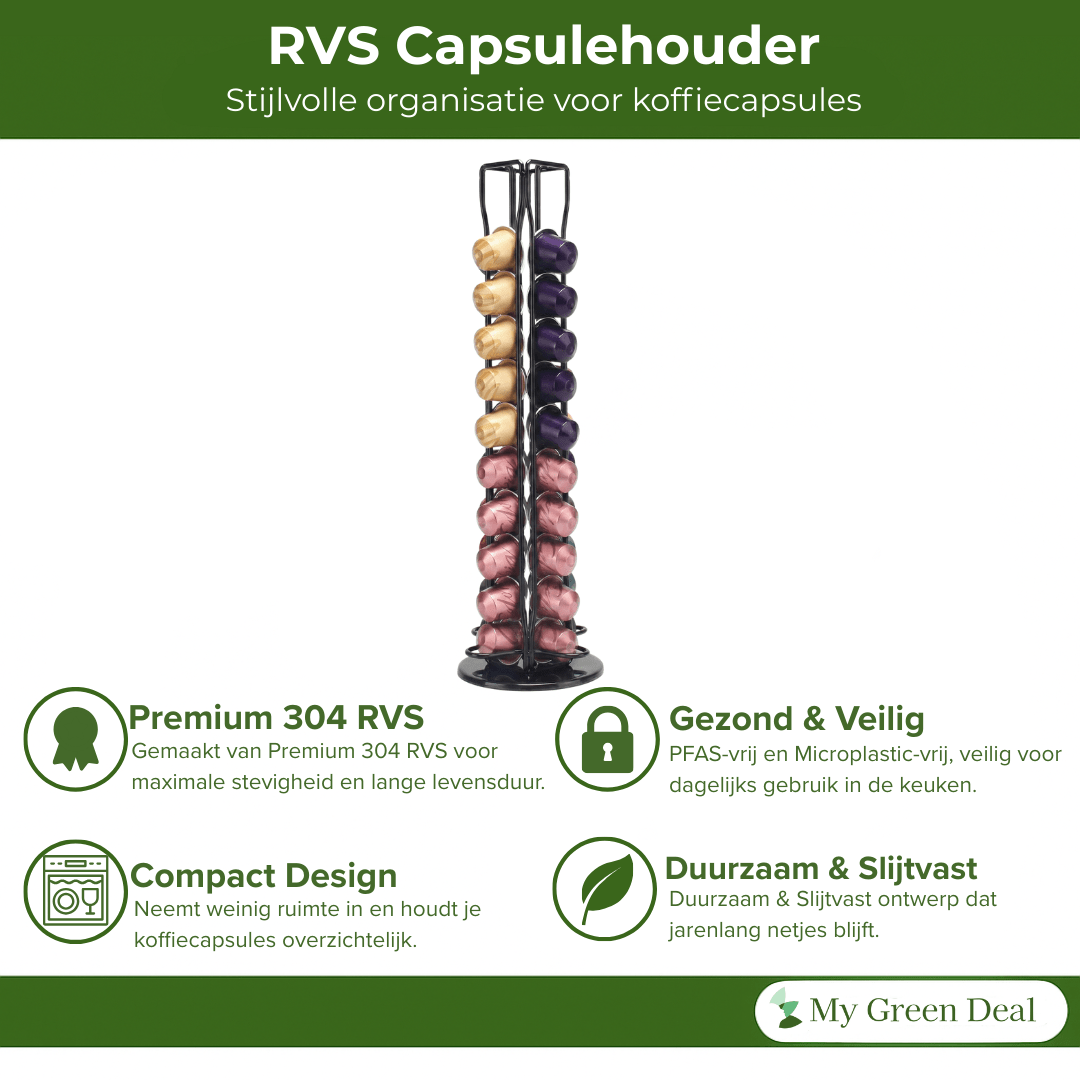 RVS Capsulehouder Zwart - My Green Deal