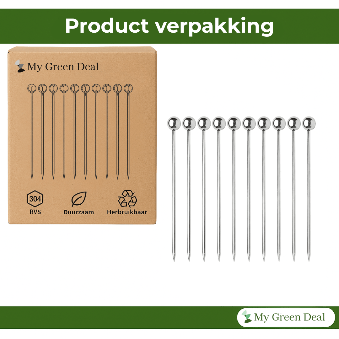 RVS Cocktailprikkers set van 10 - My Green Deal