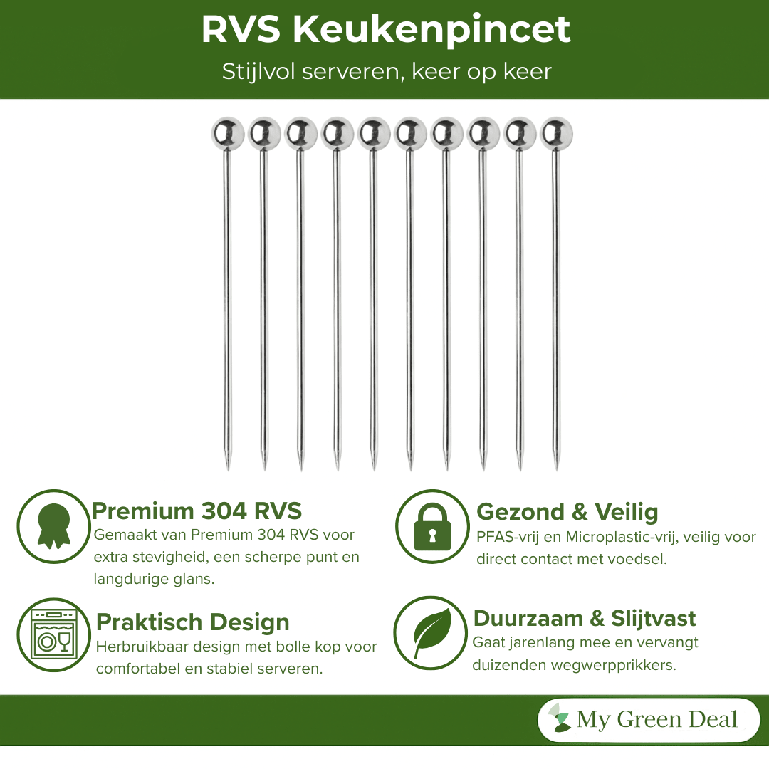 RVS Cocktailprikkers set van 10 - My Green Deal