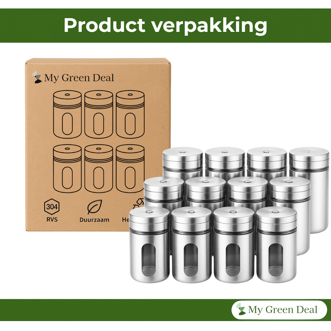RVS Kruidenpotjes Set – 12 stuks - My Green Deal
