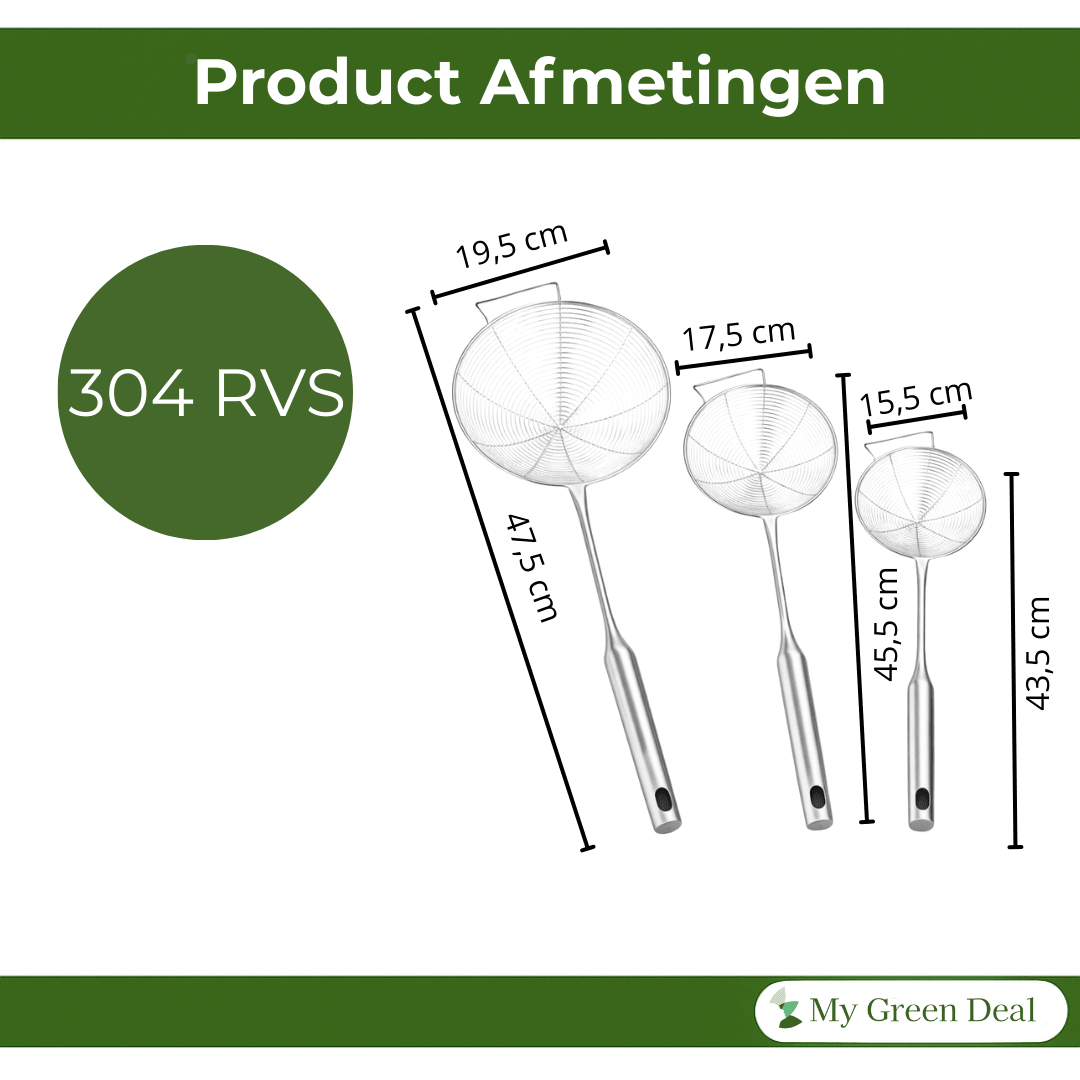 RVS Skimmerlepel set van 3 - My Green Deal