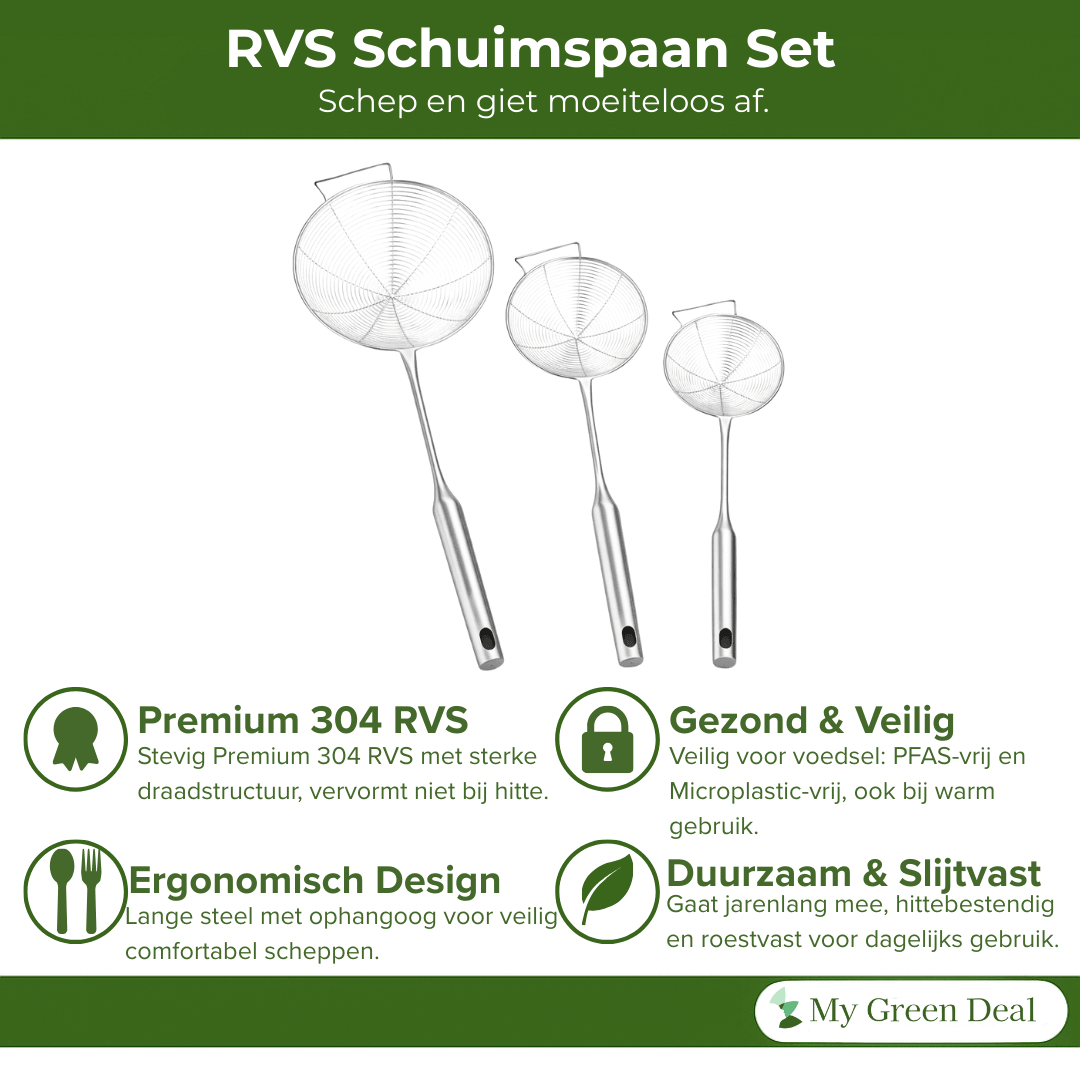 RVS Skimmerlepel set van 3 - My Green Deal