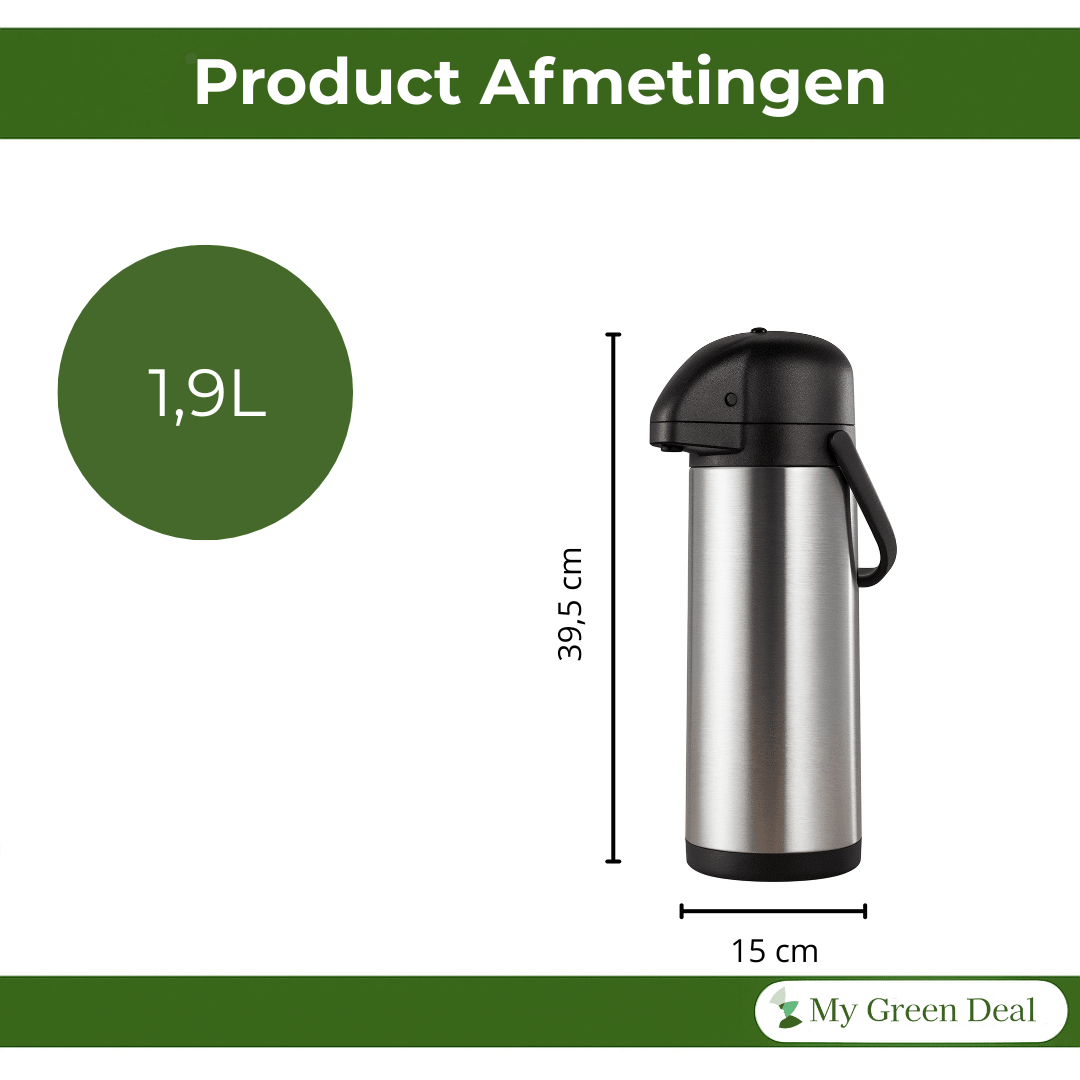 RVS Thermoskan met pomp 1.9L - My Green Deal