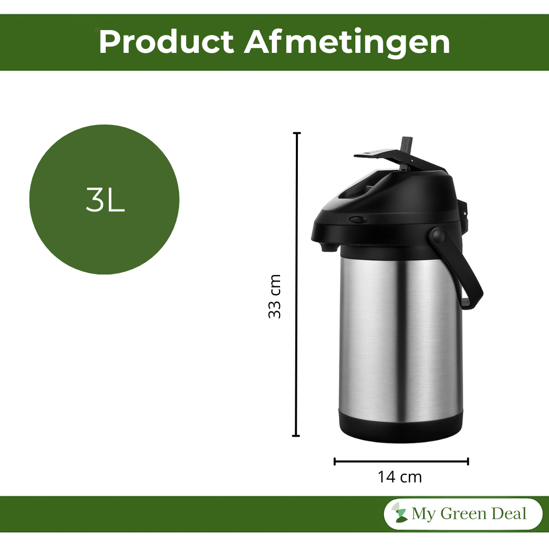RVS Thermoskan met pomp 3L - My Green Deal