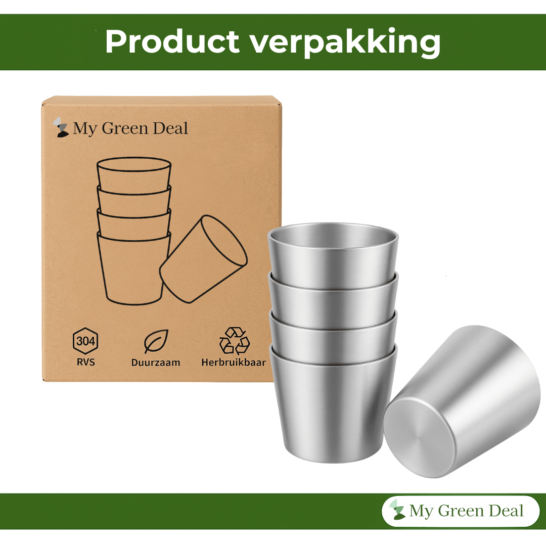 RVS Bekers Set 300ml – 5 stuks - My Green Deal