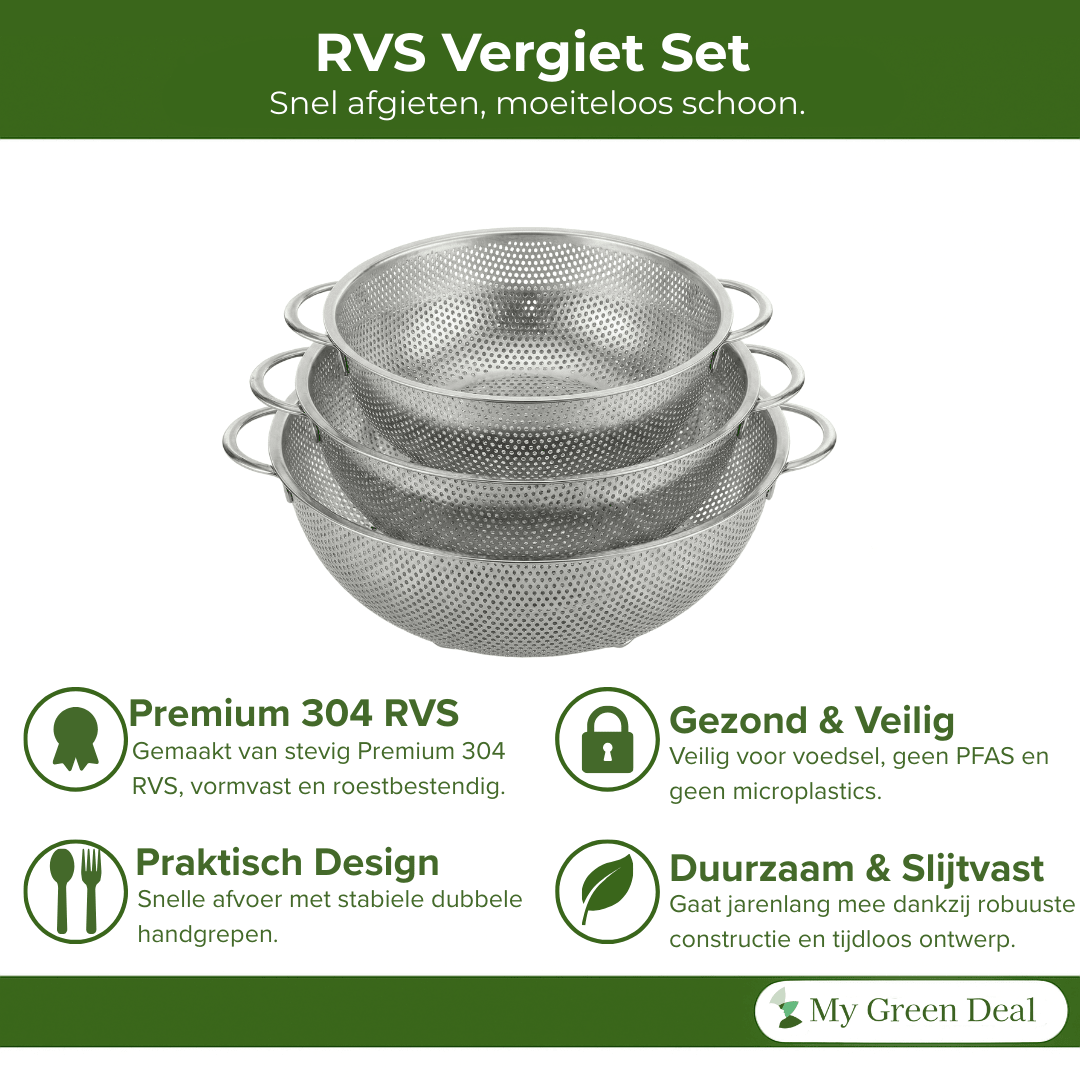 RVS Vergietset 3 stuks - My Green Deal