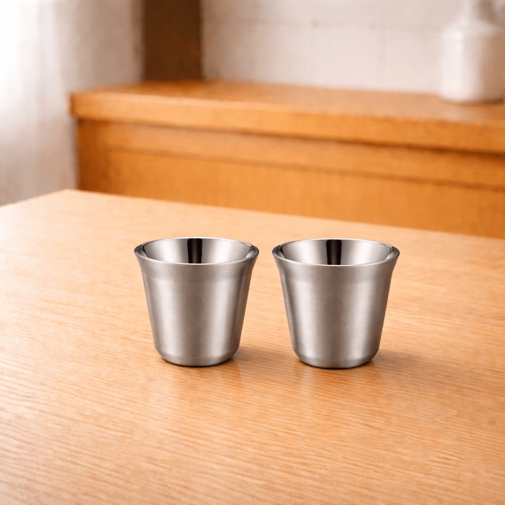 RVS Espressokopjes set van 2 Zilver - 80 ml - My Green Deal