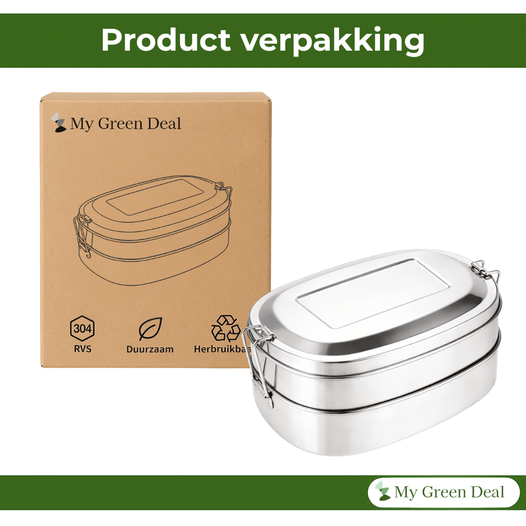 RVS Lunchbox Ovaal 2×500 ml - My Green Deal