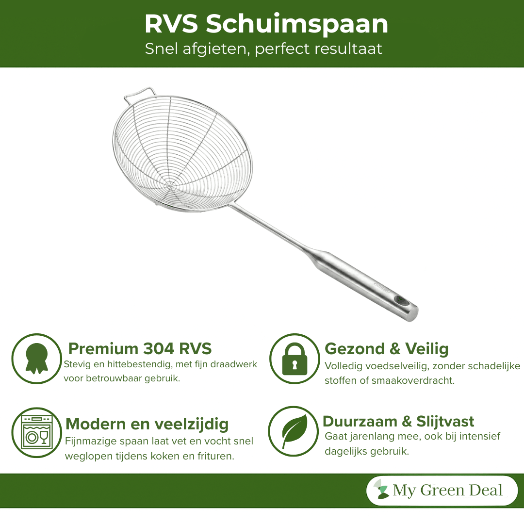 RVS Skimmer Lepel 18 cm - My Green Deal