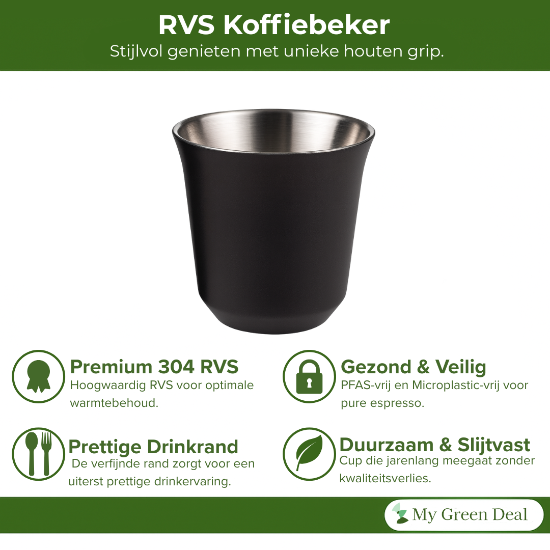 RVS Espressokopjes dubbelwandig set van 2 Zwart - 80 ml