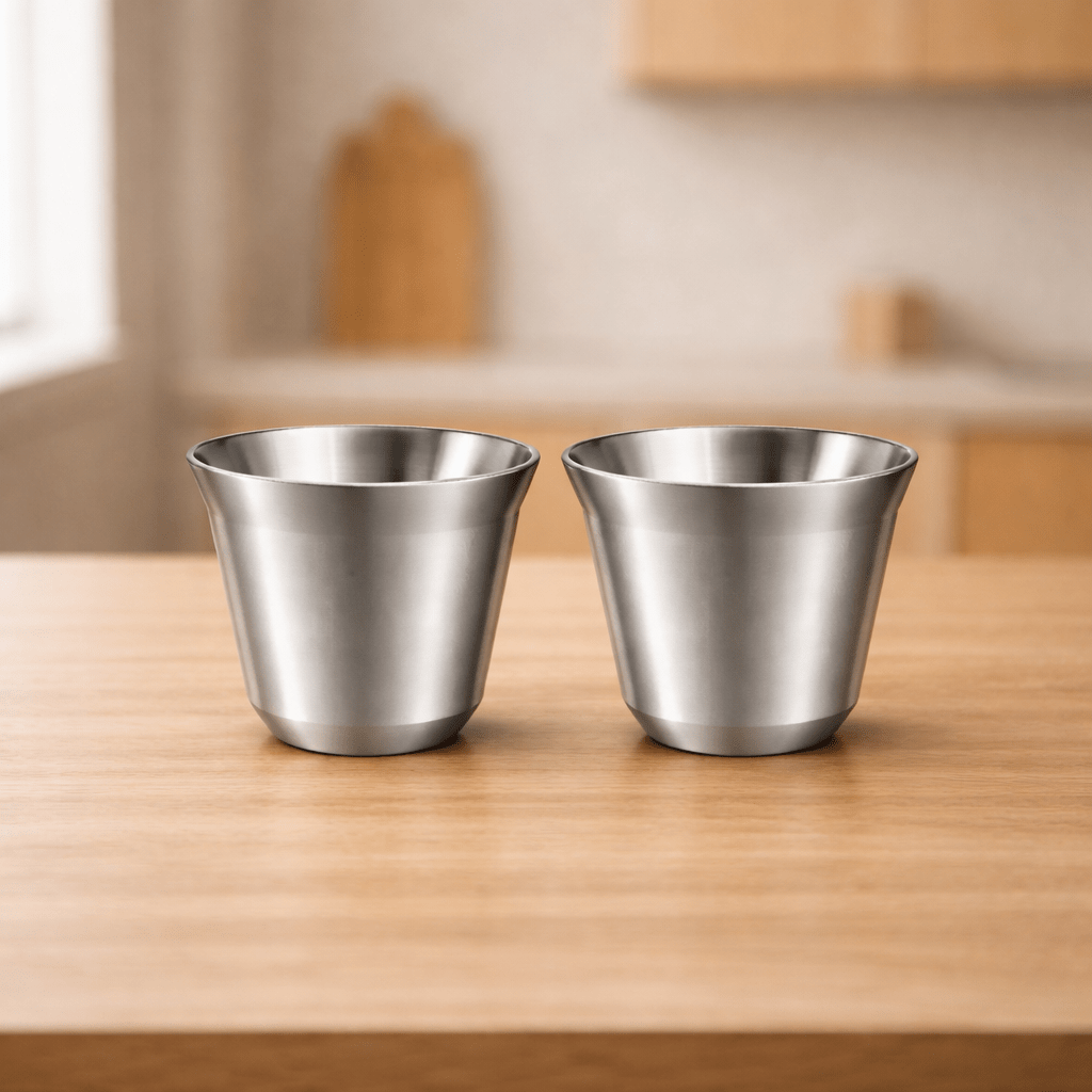 RVS Koffiebekers Zilver Set van 2 – 163 ml - My Green Deal