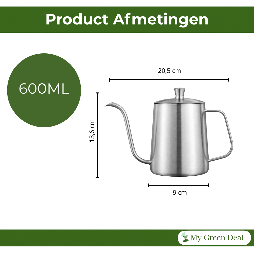 RVS koffie / Theekan zilver 600ml - My Green Deal