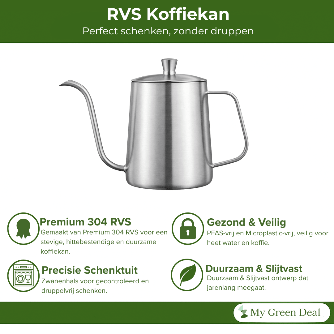 RVS koffie / Theekan zilver 600ml - My Green Deal