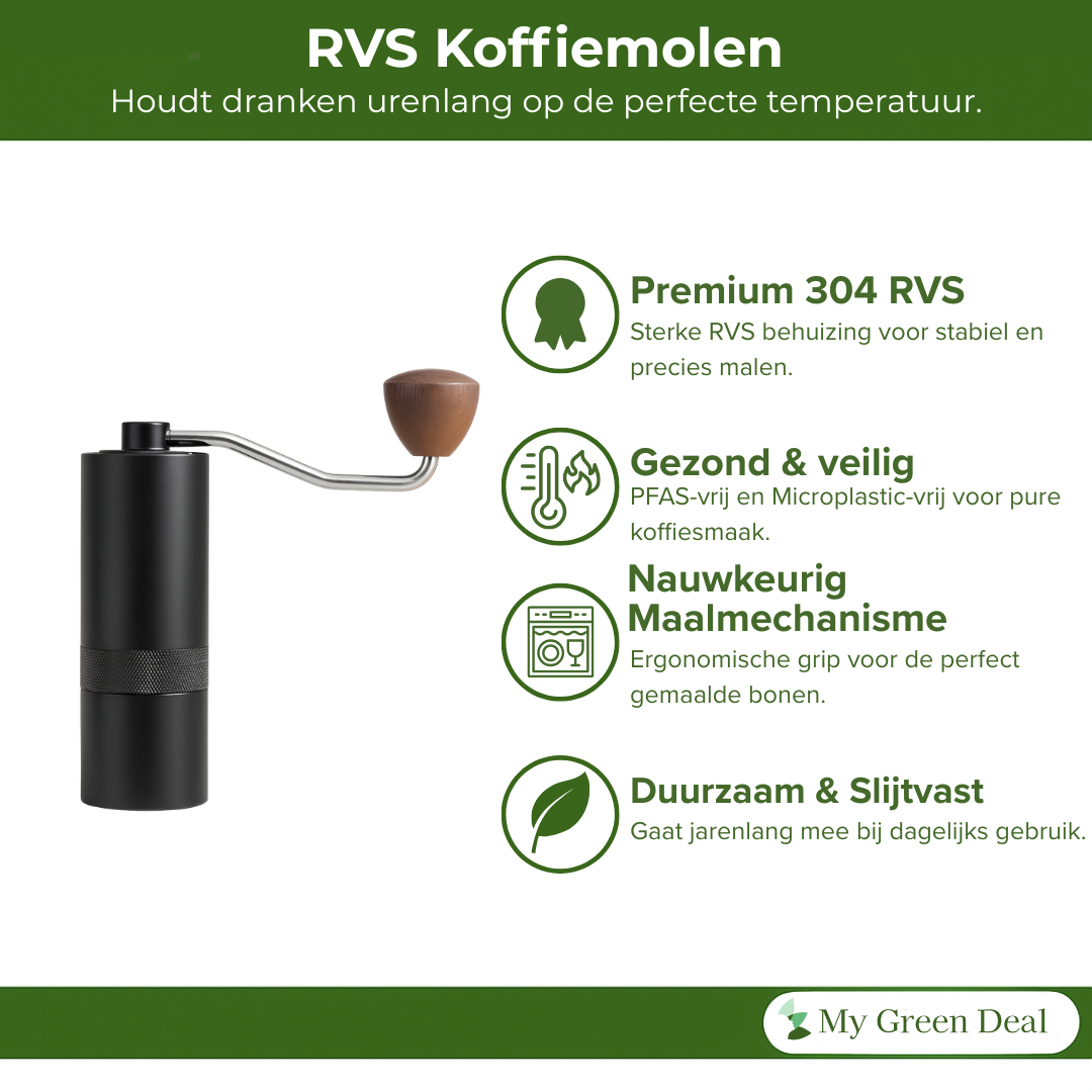 RVS Koffiemolen Handmatig Zwart