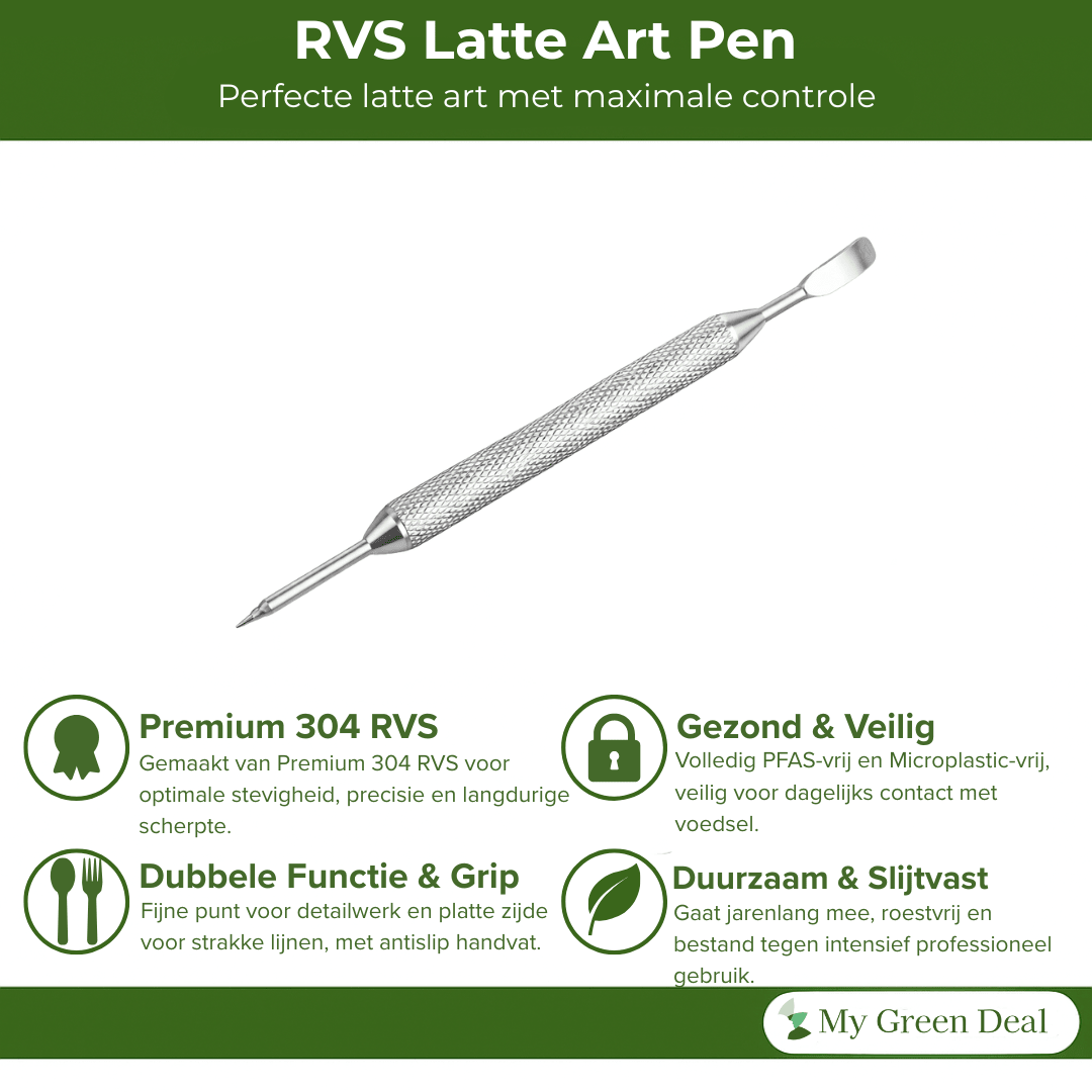 RVS latte art pen zilver - My Green Deal