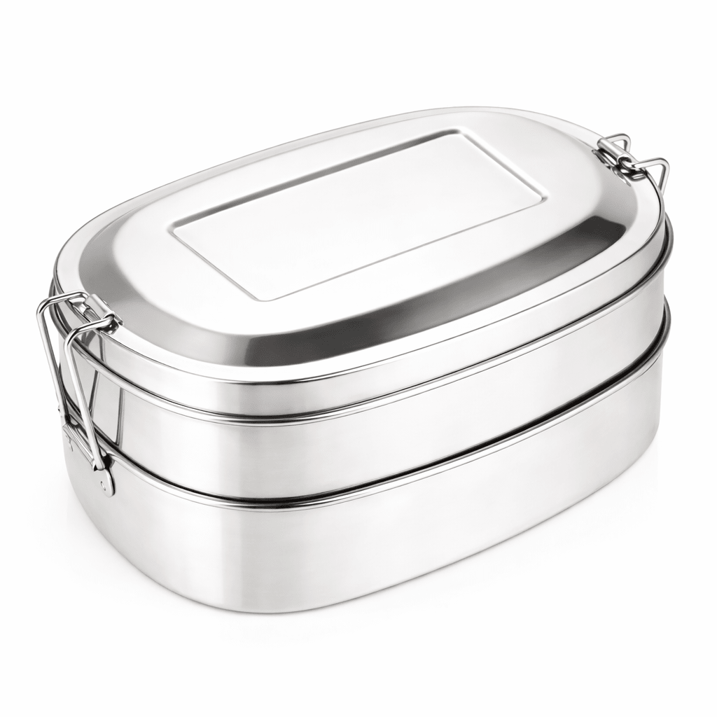 RVS Lunchbox Ovaal 2×500 ml - My Green Deal