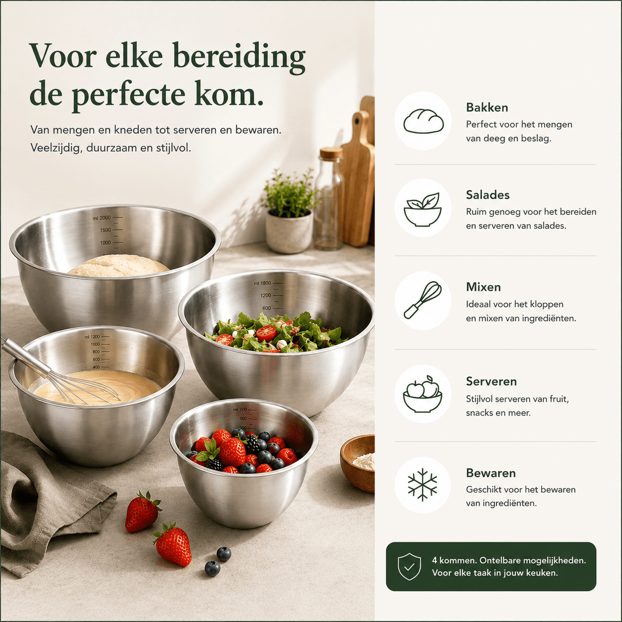 RVS Mengkommen Set – 4 stuks - My Green Deal