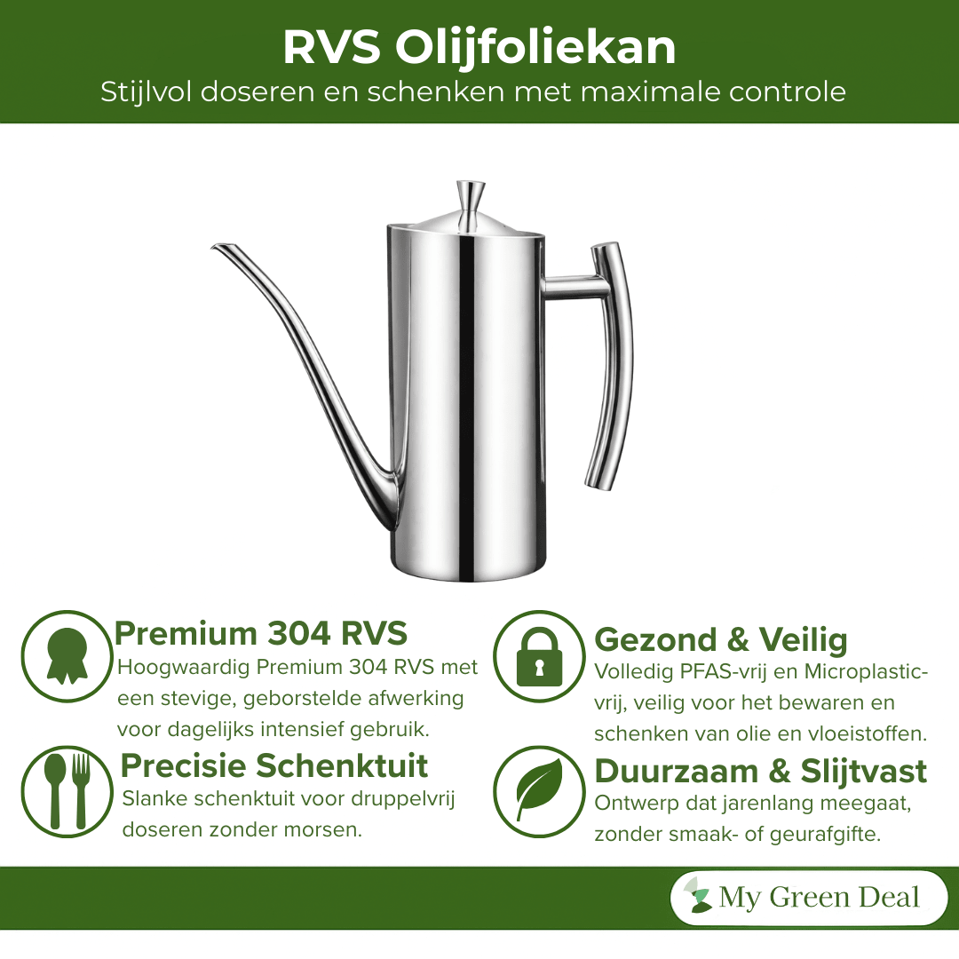 RVS olijfoliekan Zilver - My Green Deal