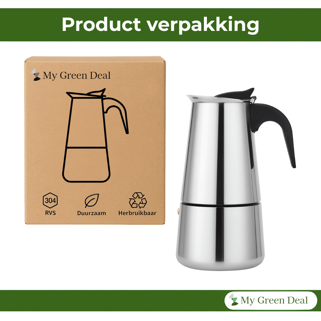 RVS Percolator 6 kops – Moka Pot - My Green Deal