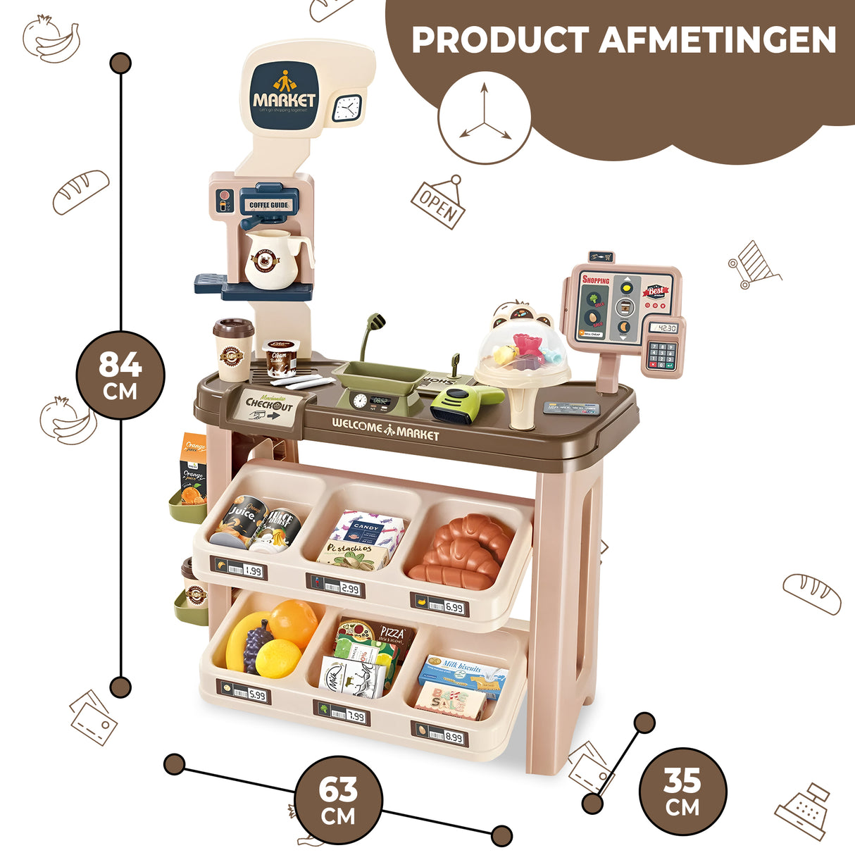 Retourdeal - My Green Deal - Speelgoed Winkel - Speelgoed Kassa met Scanner - Winkelwagen