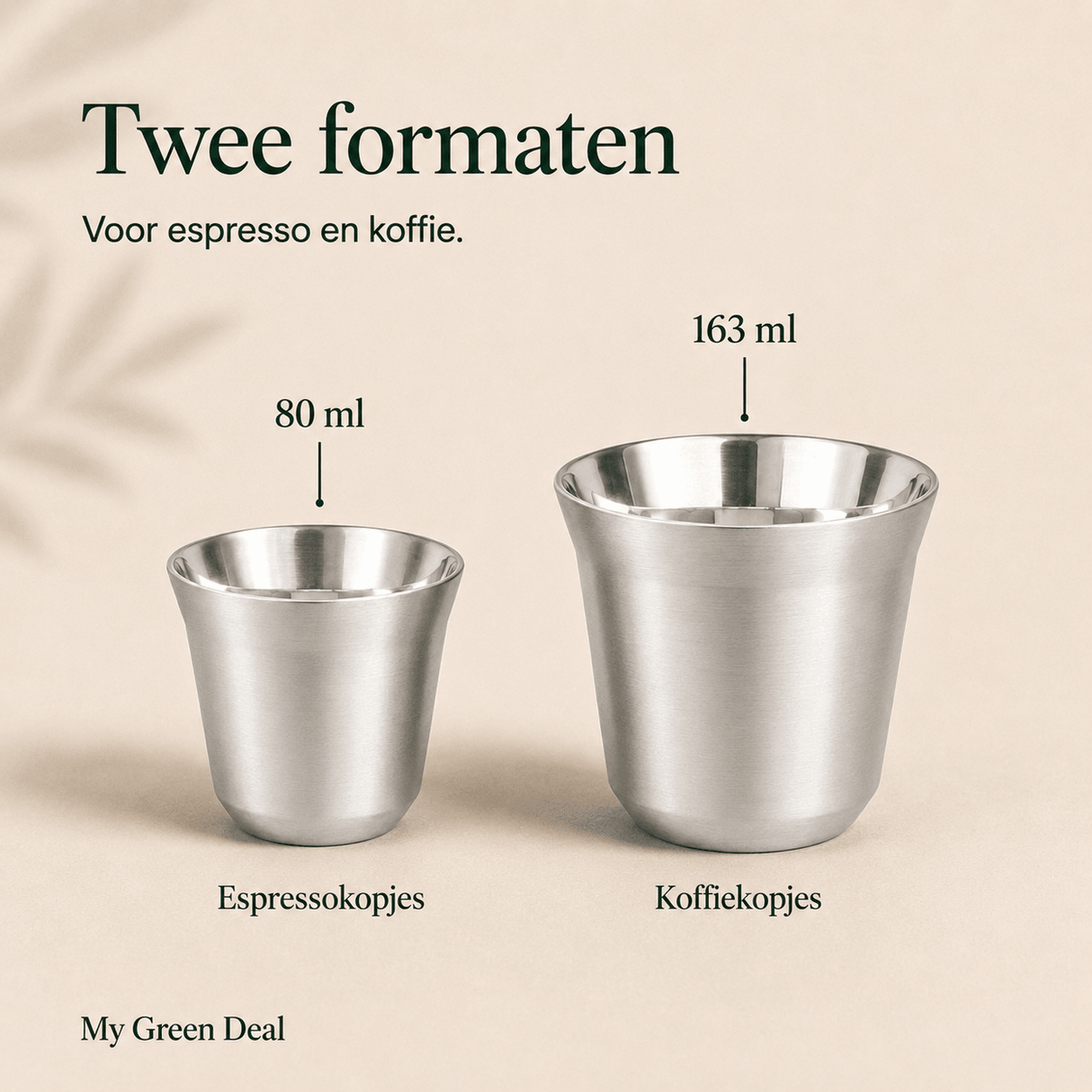 RVS koffiekopjes set - zilver - My Green Deal