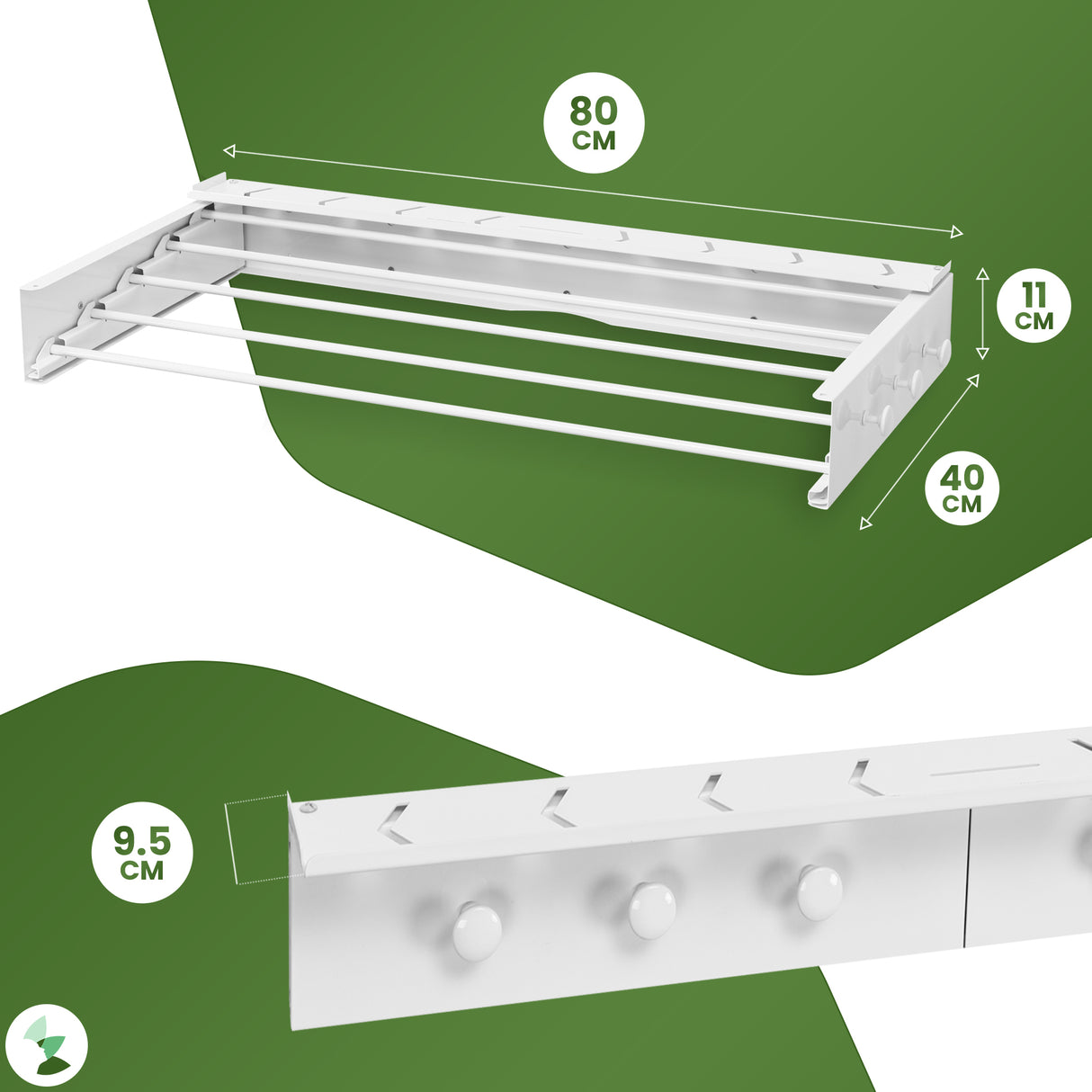 Retourdeal - My Green Deal - Wanddroogrek Inklapbaar - Wit