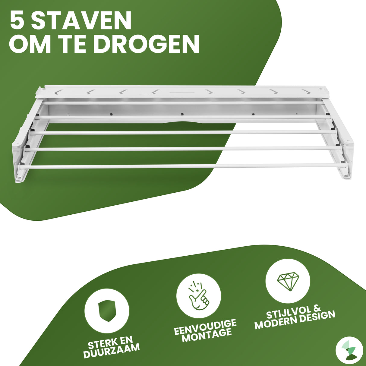 Retourdeal - My Green Deal - Wanddroogrek Inklapbaar - Wit