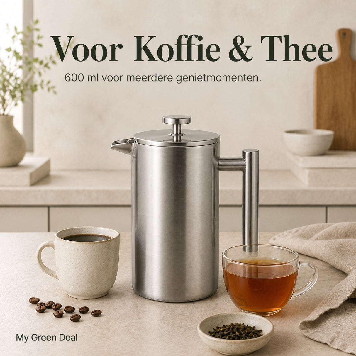RVS French press 600ml - My Green Deal