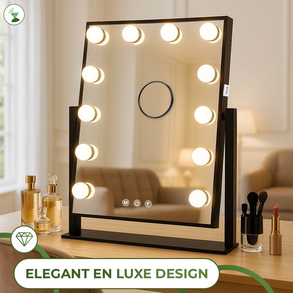 Retourdeal - My Green Deal - Hollywood Make Up Spiegel met Verlichting Zwart
